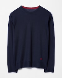 JERSEY CON CUELLO REDONDO DE CACHEMIRA - AZUL MARINO/BURDEOS -  - 1 | CELINE