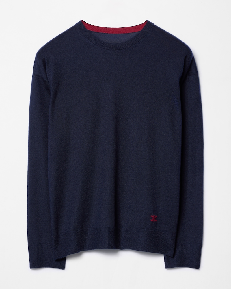 crewneck sweater IN cashmere - NAVY / BORDEAUX -  - 1 | CELINE