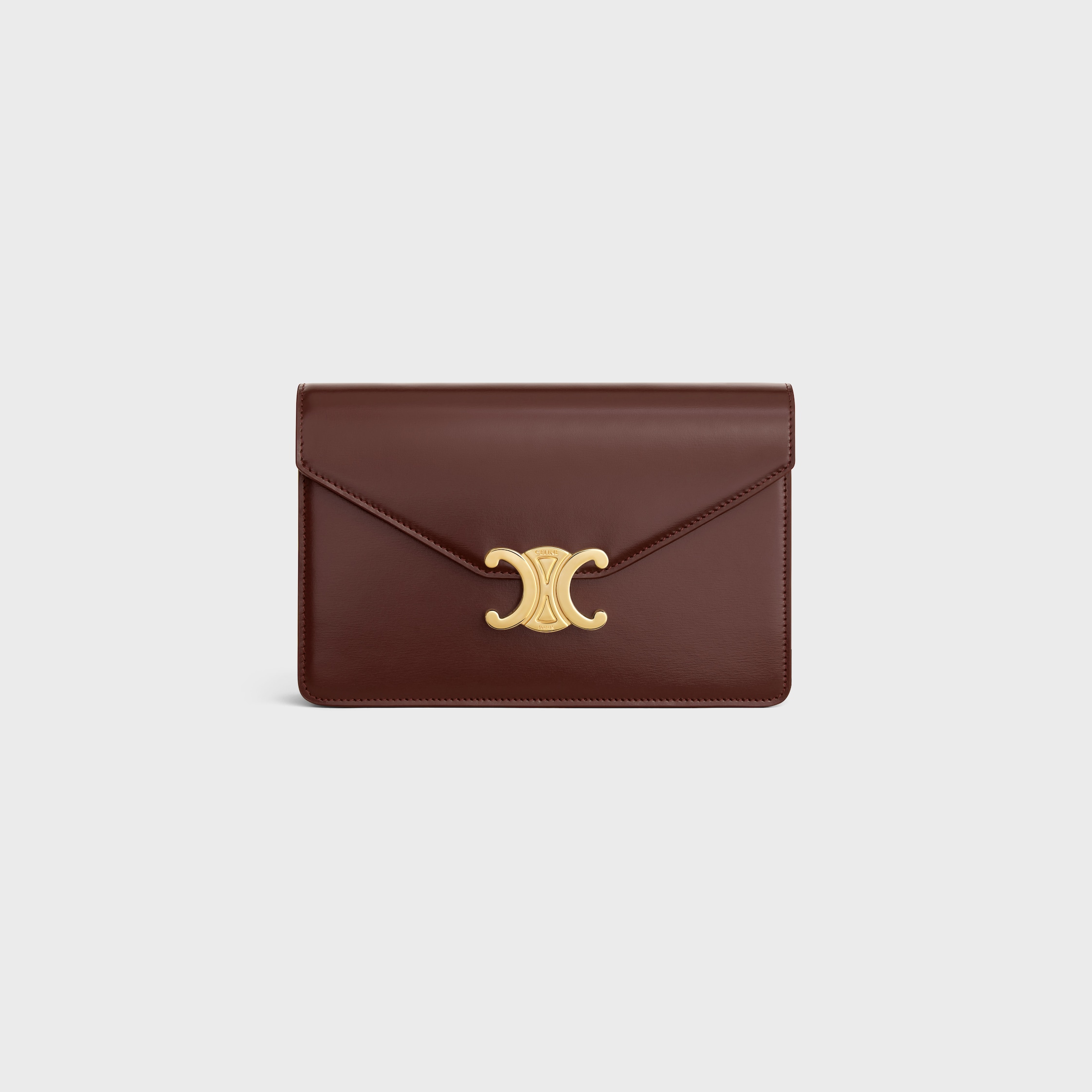 M*e様 【新品】セリーヌ チェーンウォレット 赤 ゴールド金具 チェーンウォレット マーゴ / シャイニーカーフスキン - チェスナッツ