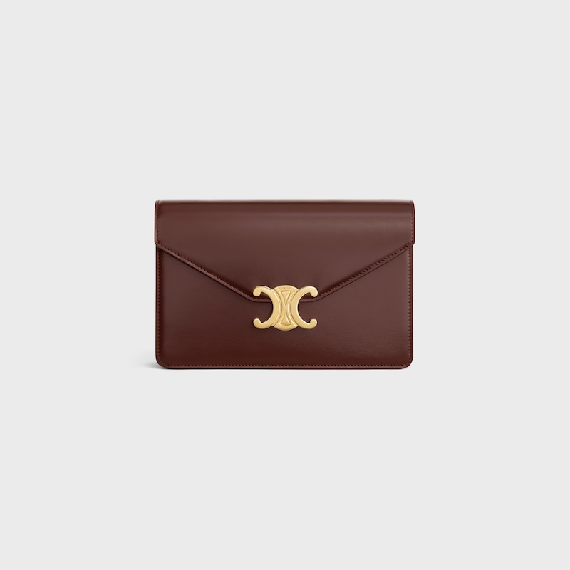 WALLET ON CHAIN MARGO IN Shiny calfskin - CHESTNUT - MORE LINES - 1 | CELINE