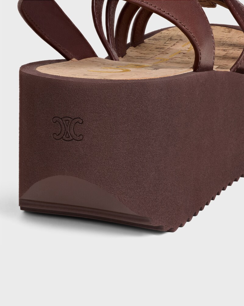 SUNNY WEDGE SANDAL IN Calfskin - Vegetal Tanning - DARK BROWN -  - 1 | CELINE