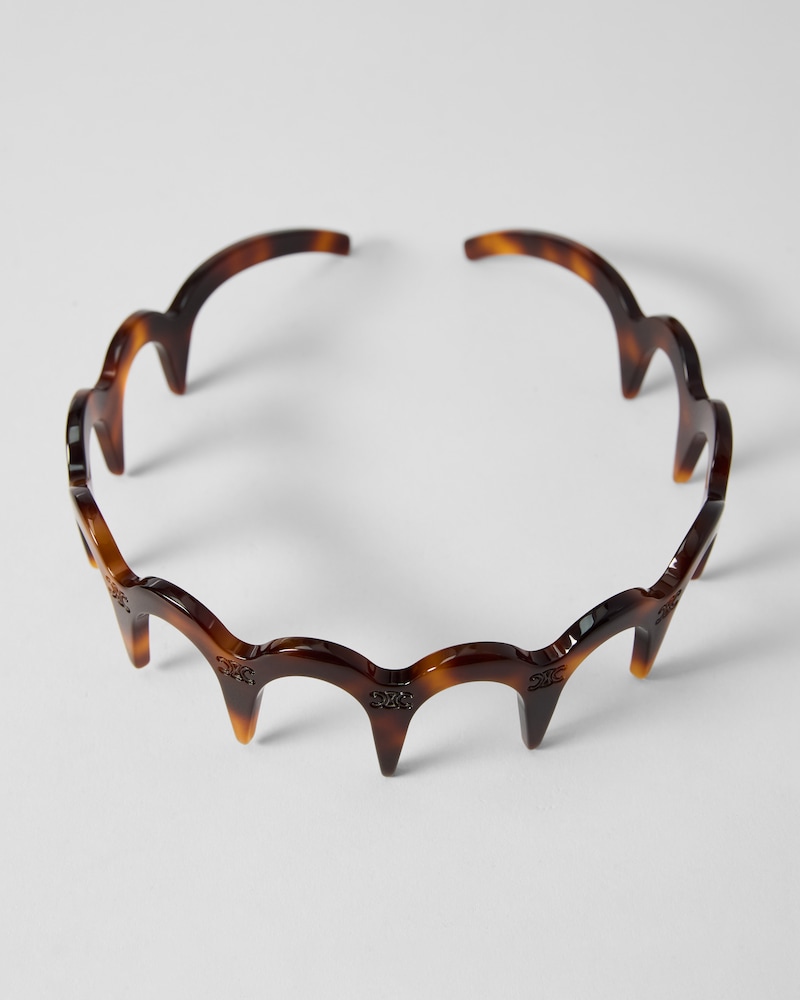 COMB HEADBAND IN ACETATE - DARK HAVANA - HAIR ACCESSORIES - 1 | CELINE