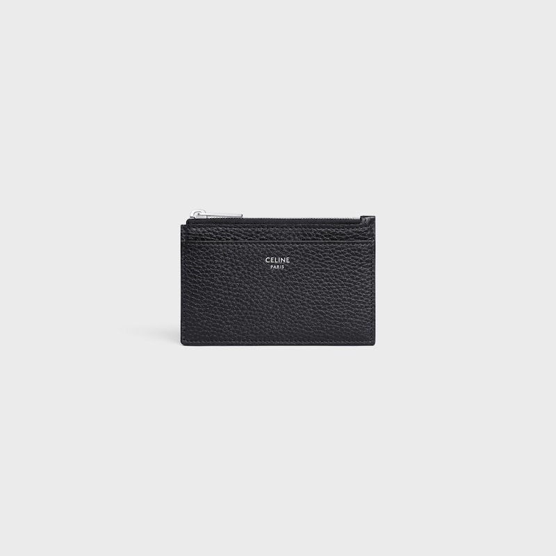 Porte-cartes zipp&eacute; EN VEAU GRAIN&Eacute; - NOIR - PORTE-MONNAIE - 1 | CELINE