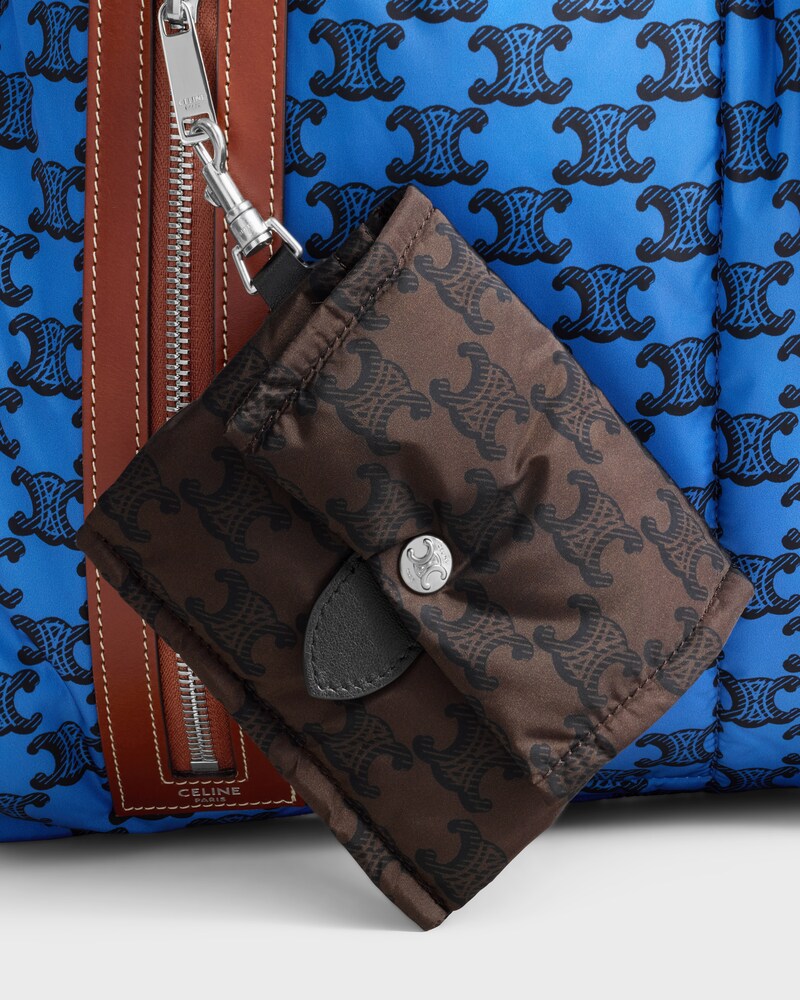 KEYRING CARD HOLDER CELINE PADDED  IN NYLON AND CALFKSIN - BROWN / BLACK - NEW - 1 | CELINE