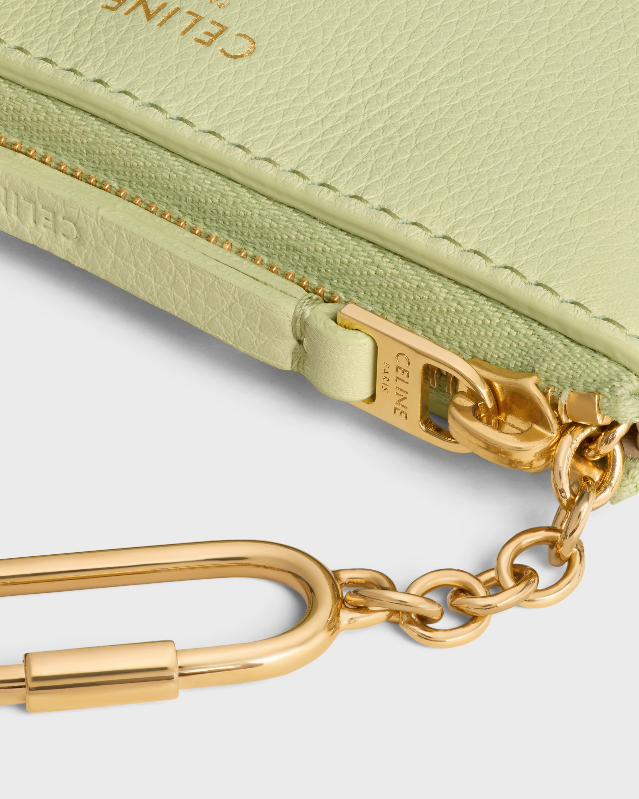 COIN PURSE TRIOMPHE STAMP IN SUPPLE GRAINED CALFSKIN - SOFT LIME