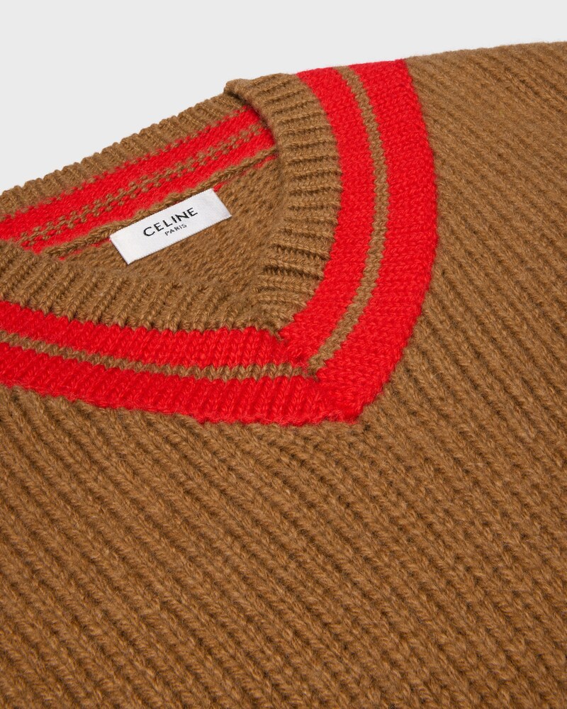 v-neck sweater IN cashmere - CAMEL / RED -  - 1 | CELINE