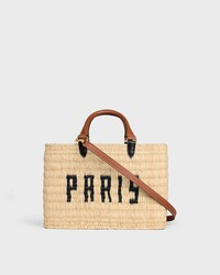 CELINE PARIS PANIER  IN RAFFIA AND CALFSKIN - NATURAL / TAN - CROSS-BODY BAGS - 2 | CELINE