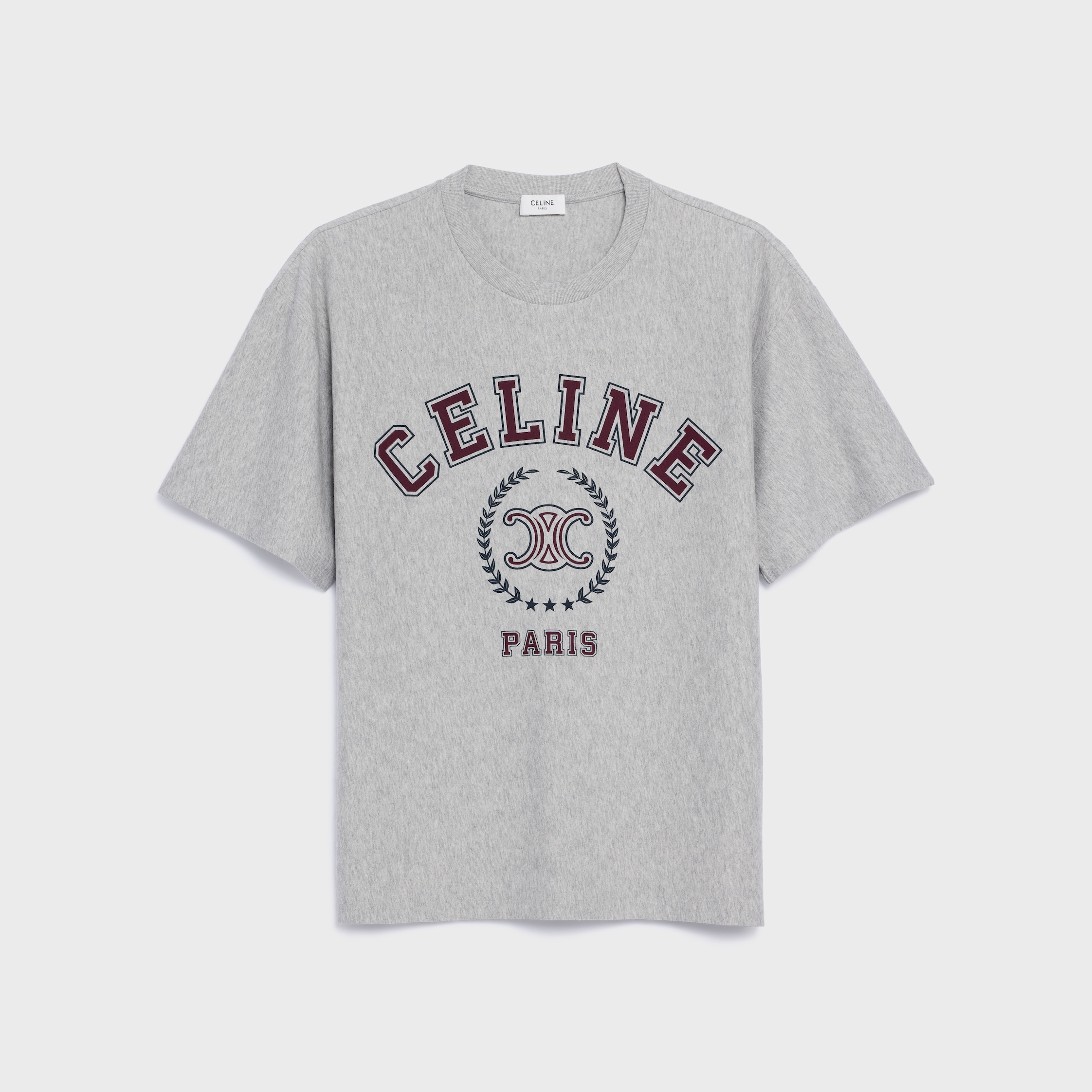 CELINE - アールグレイ T-SHIRT IN COTTON JERSEY - VINTAGE GREY MELANGE / BORDEA | CELINE