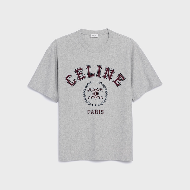 t-shirt IN cotton jersey - VINTAGE GREY MELANGE /  BORDEA -  - 1 | CELINE