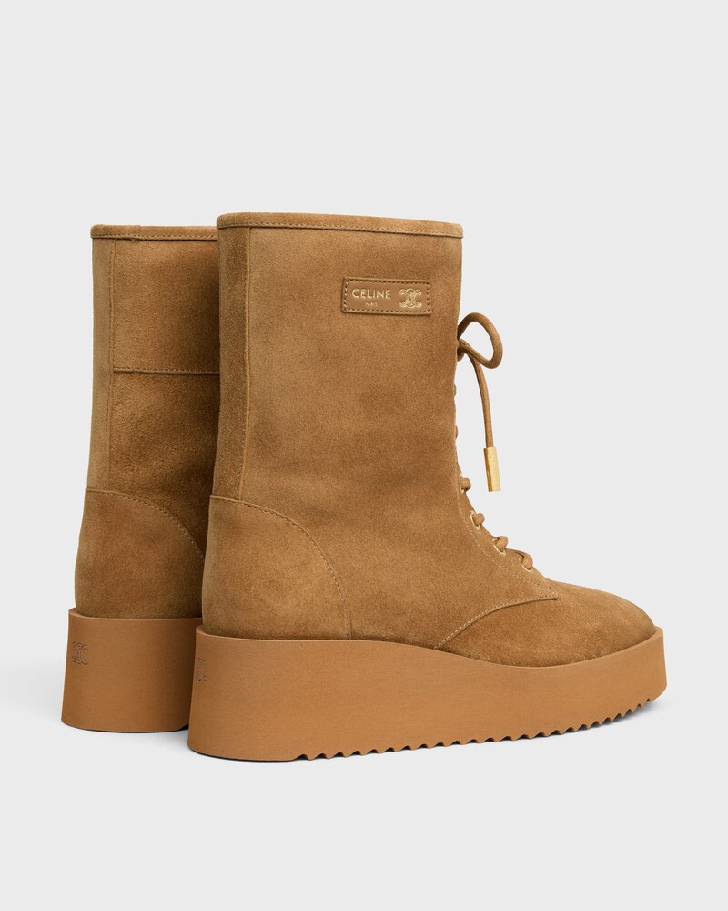 BOTTINE à LACETS AUSTIN EN CUIR DE VEAU VELOURS ET SHEARLING - HAVANA -  - 1 | CELINE