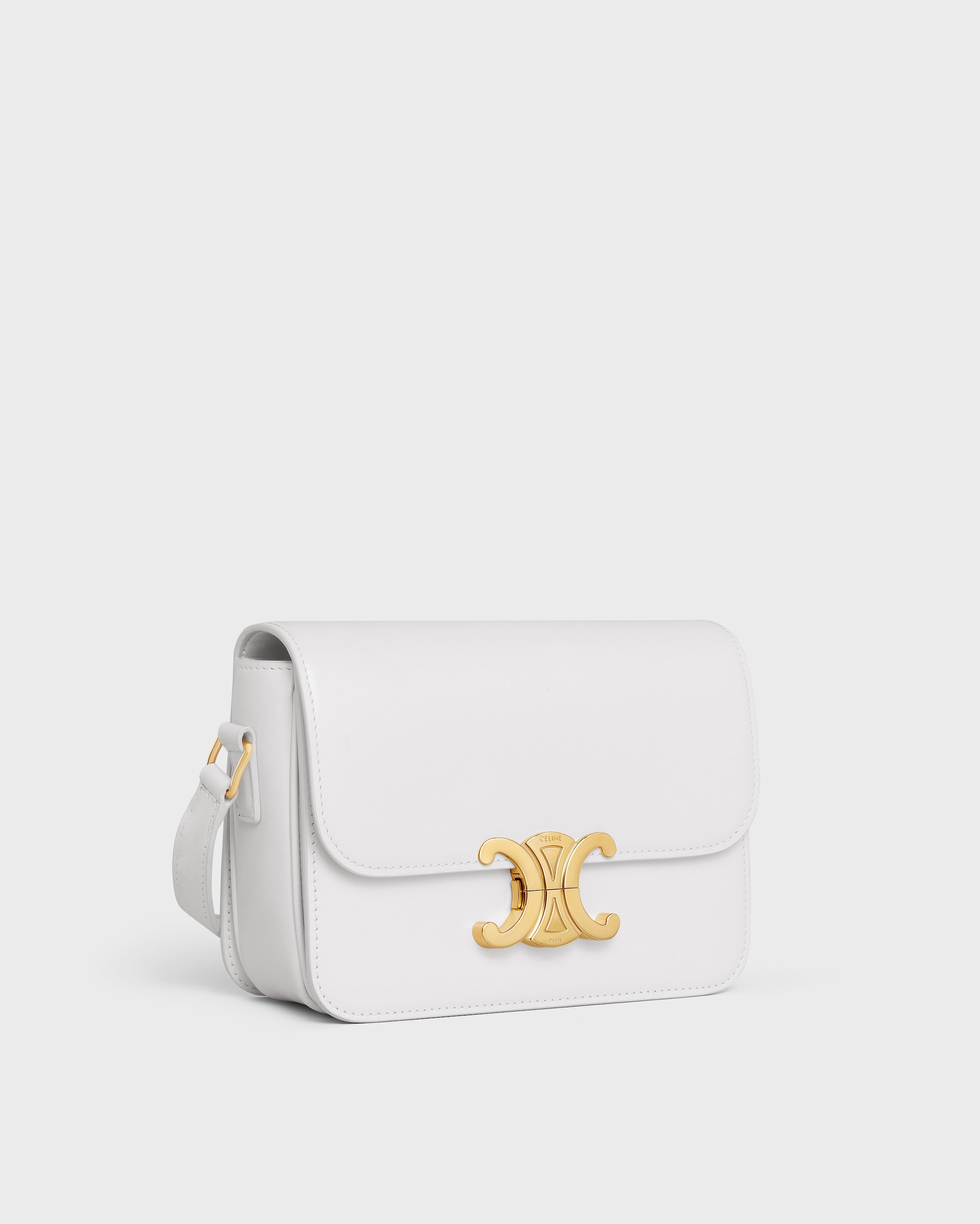 Teen Triomphe Bag in shiny calfskin - ARCTIC WHITE | CELINE