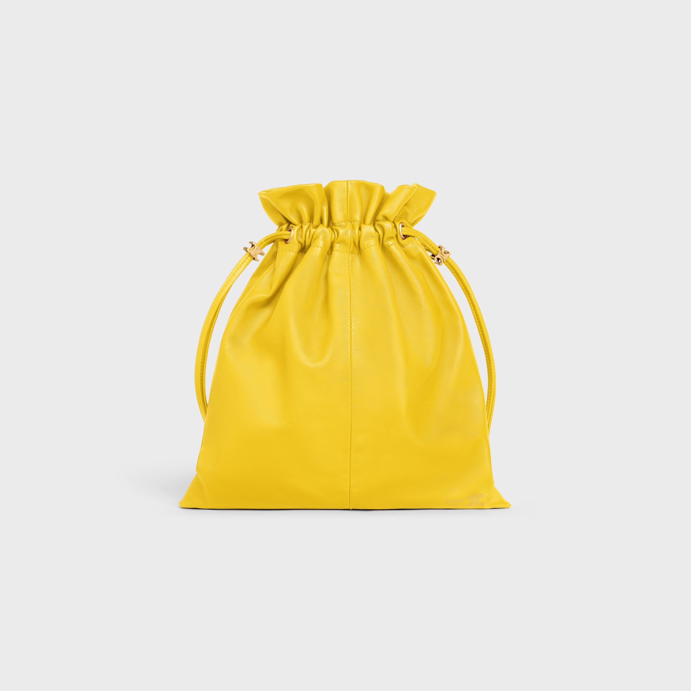 CELINE セリーヌ ケース イエロー SMALL CRYSTAL POUCH IN LAMBSKIN - ULTRA YELLOW | CELINE