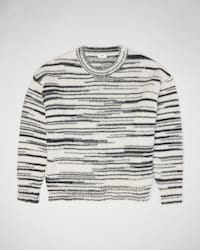 crewneck sweater IN BRUSHED ALPACA MOHAIR - WHITE/GREY -  - 1 | CELINE