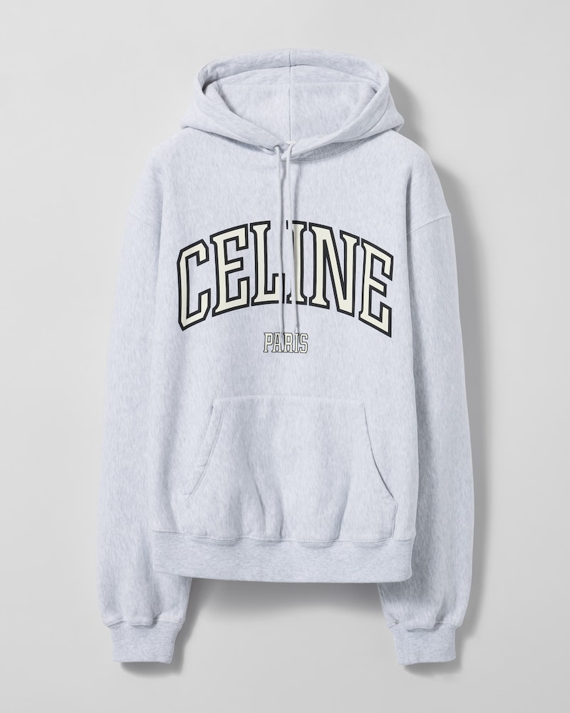 hoodie molleton coton - GREY / BLACK / OFF WHITE -  - 1 | CELINE