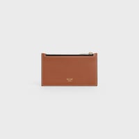 Zipped compact card holder IN Triomphe Canvas and Lambskin - Tan - TRIOMPHE CANVAS - 2 | CELINE