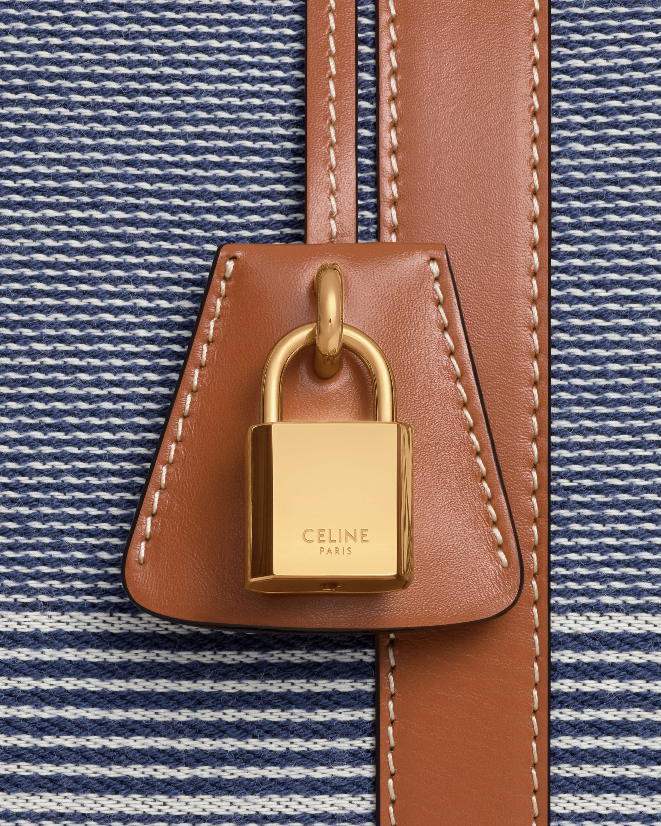 LARGE TRAVEL BAG IN JACQUARD TEXTILE AND CALFSKIN - BLUE / BEIGE
