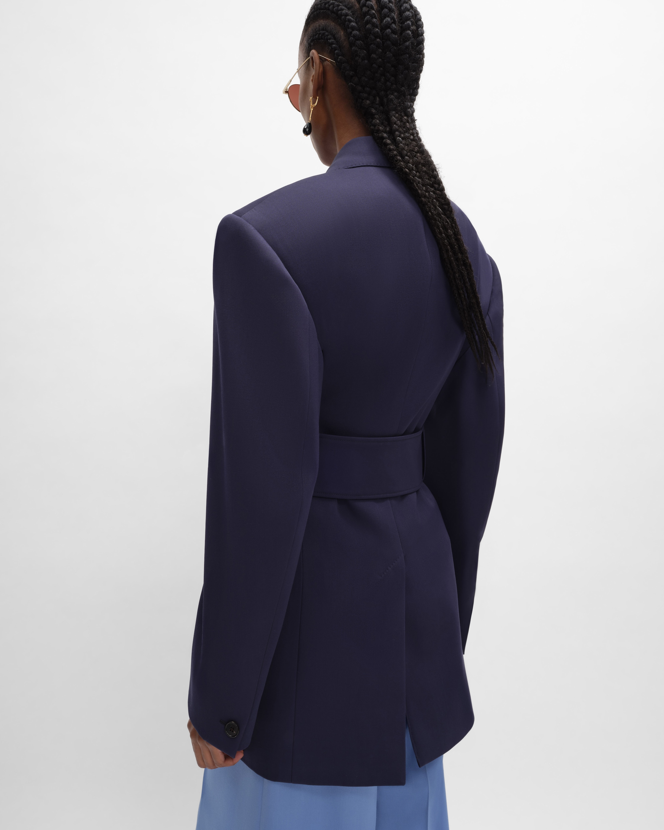 colonne jacket IN GRAIN DE POUDRE WOOL - NAVY | CELINE