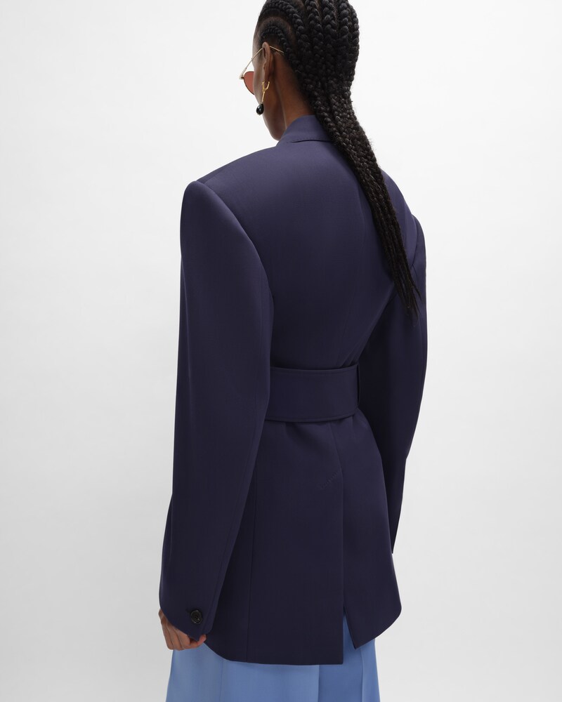 colonne jacket IN GRAIN DE POUDRE WOOL - NAVY -  - 1 | CELINE