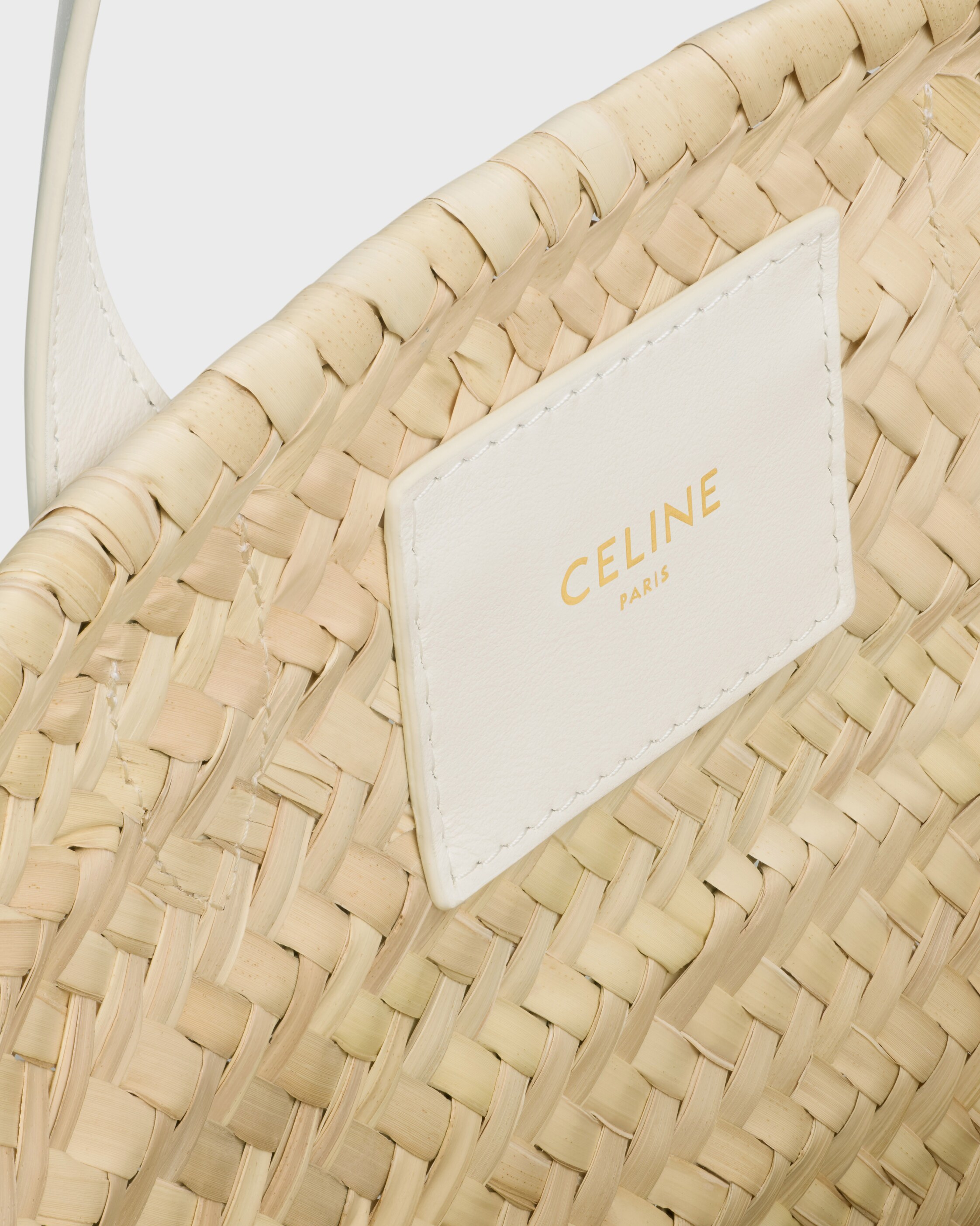 TEEN TRIOMPHE PANIER IN PALM LEAVES AND CALFSKIN - WHITE | CELINE