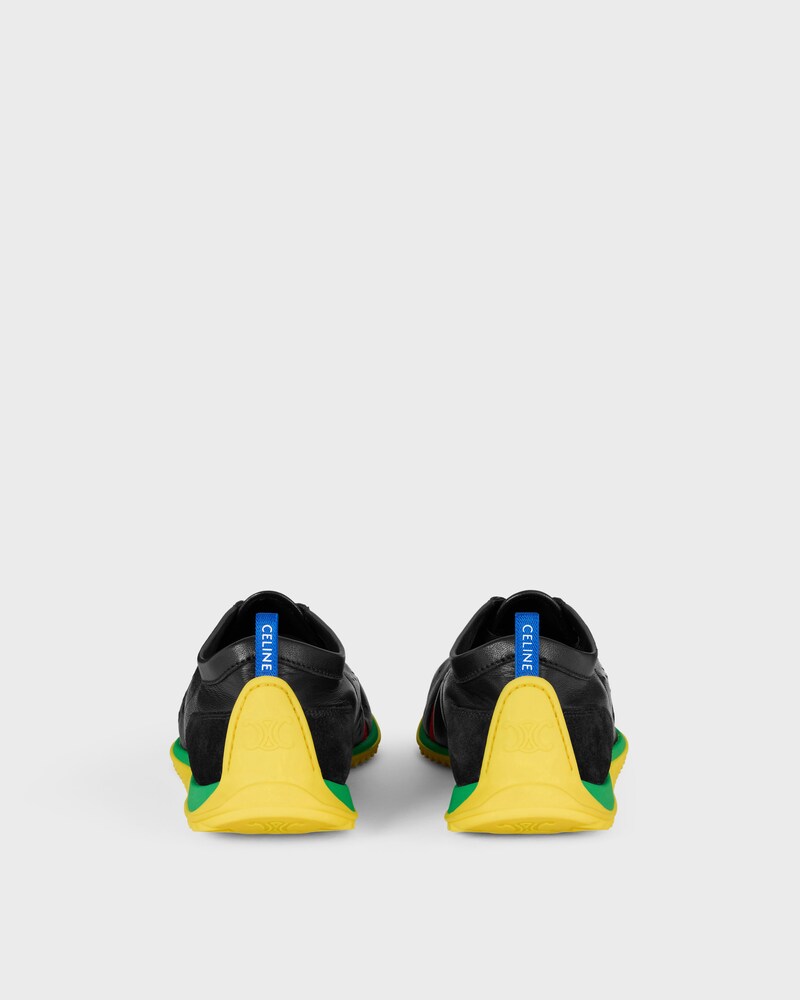 SOFT SNEAKER IN STRETCH LAMBSKIN, SUEDE CALFSKIN AND LAMBSKIN - BLACK/BRIGHT YELLOW/GREEN -  - 1 | CELINE