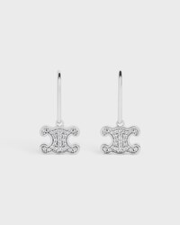 Triomphe Rhinestone Earrings in Brass with Rhodium Finish and Crystals - SILVER - SMALL GIFTS - 1 | CELINE