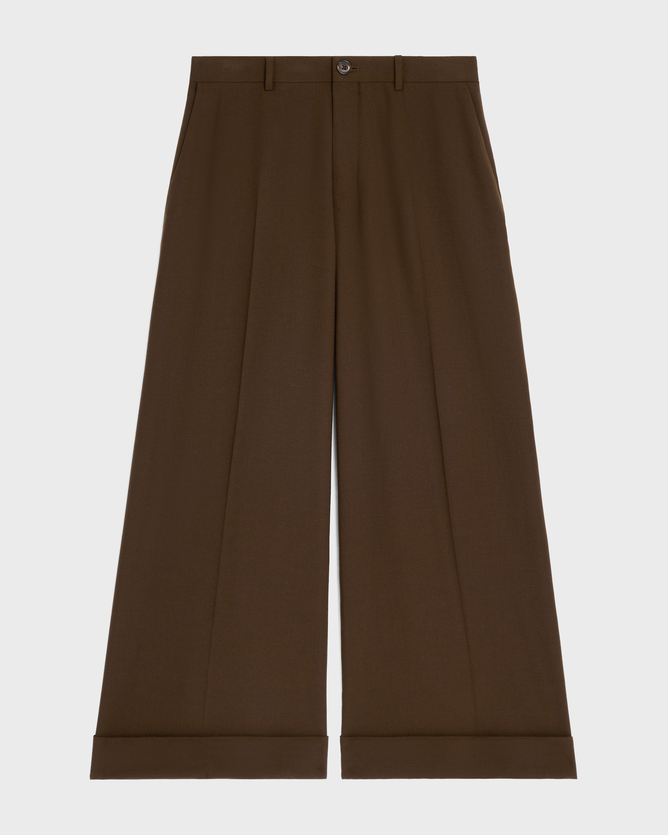 DOCKS TROUSERS IN STRETCH WOOL GABARDINE - KAKI MARRON | CELINE