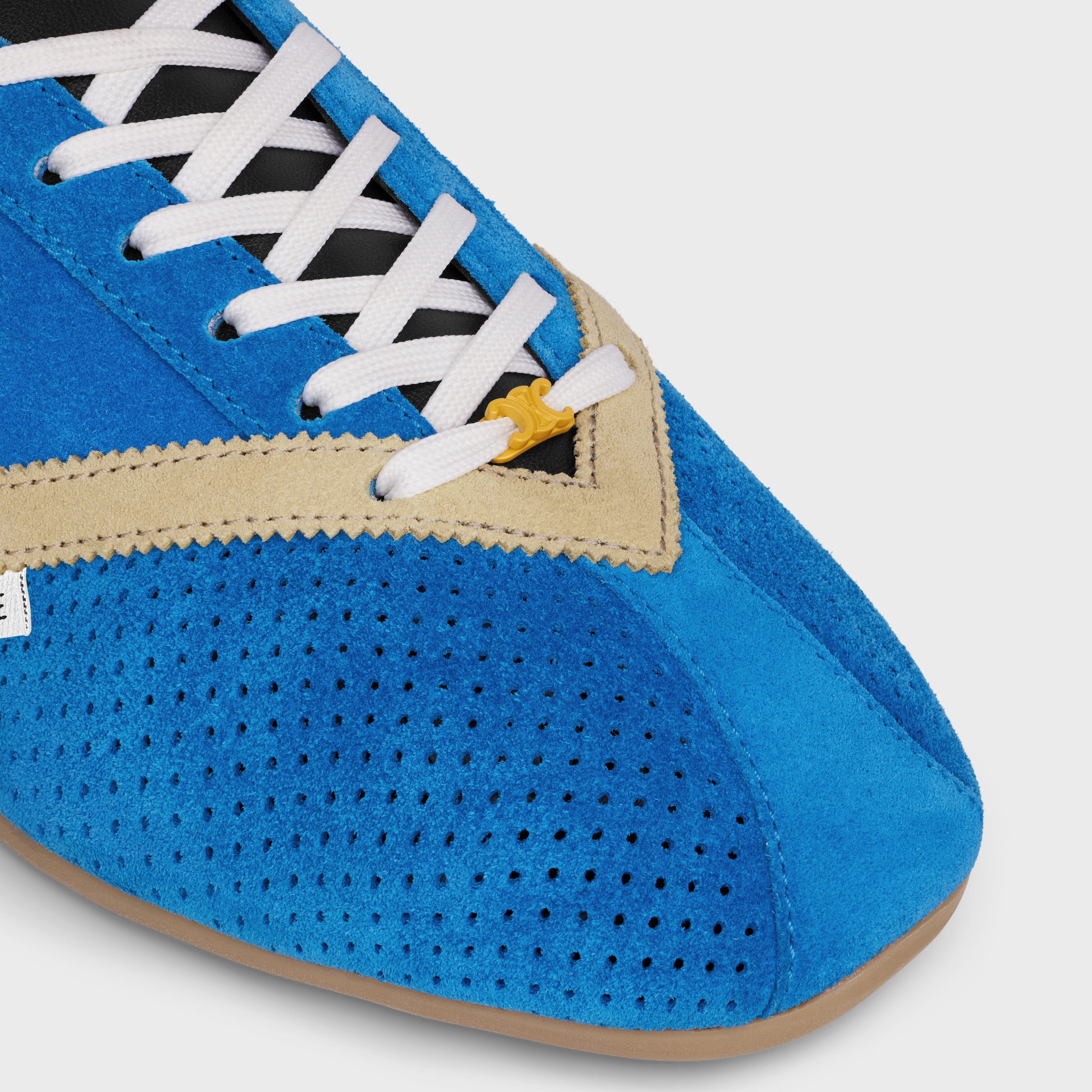 THE FLAT SNEAKER IN SUEDE CALFSKIN AND LAMBSKIN - BLUE/ECRU/WHITE