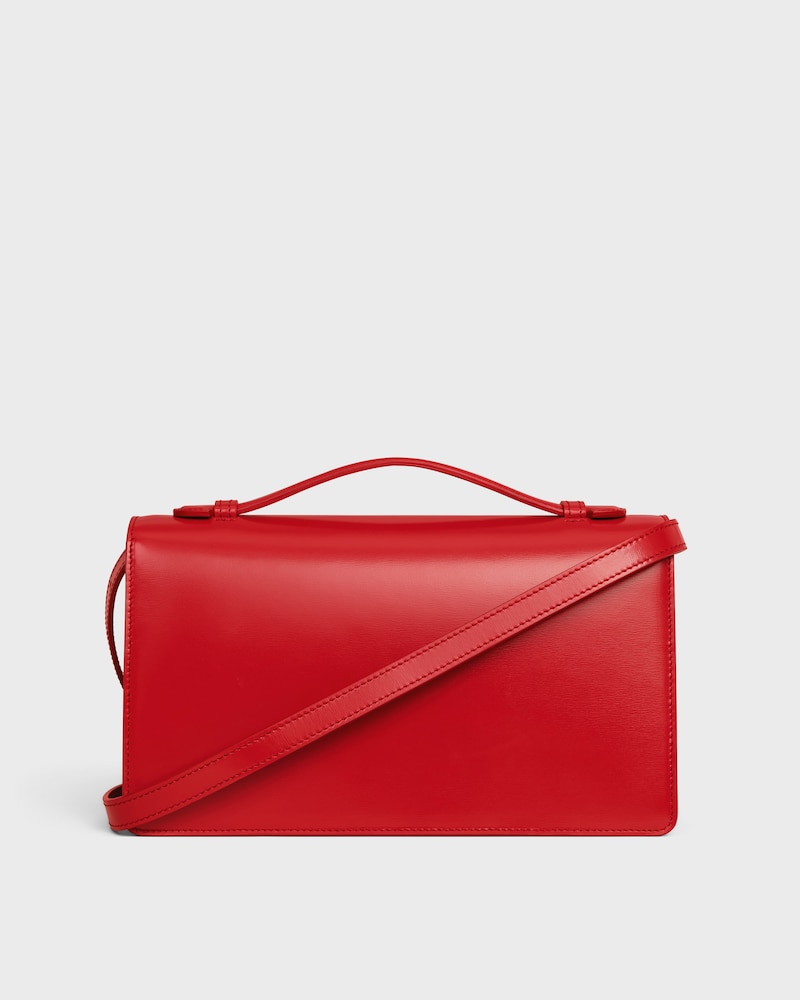 MEDIUM TRIOMPHE FOLIO IN SHINY CALFSKIN - ULTRA RED - EVENING - 1 | CELINE