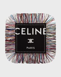 fringed square IN silk twill - WHITE / BLACK -  - 2 | CELINE
