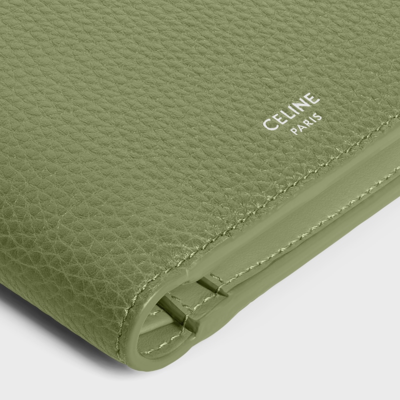 Bi-fold Wallet IN GRAINED CALFSKIN - LIGHT KHAKI - WALLETS - 1 | CELINE