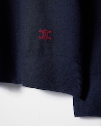 JERSEY CON CUELLO REDONDO DE CACHEMIRA - AZUL MARINO/BURDEOS -  - 2 | CELINE
