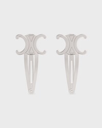 Celine Set of 2 Snap Hair Clip in Brass with Rhodium Finish and Steel - SILVER - HAIR ACCESSORIES - 1 | CELINE