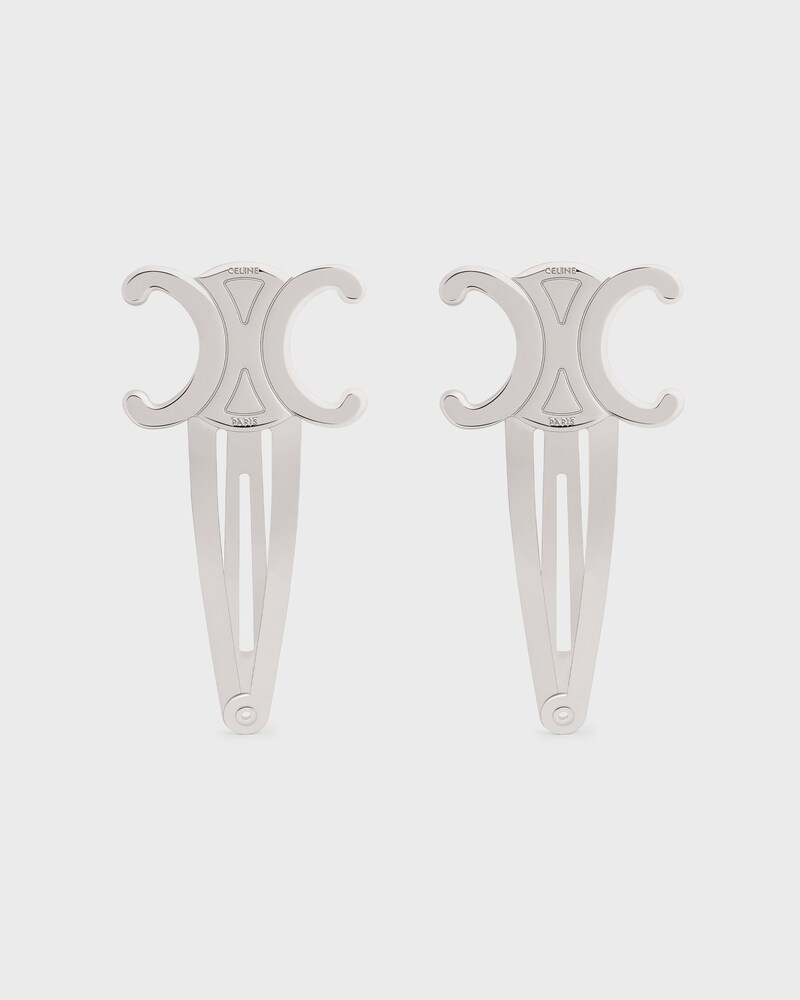 Set de 2 Pinces à Cheveux Celine en Laiton Rhodié et Acier - ARGENT - ACCESSOIRES CHEVEUX - 1 | CELINE