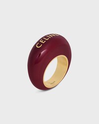 Celine Sulky Ring in Enamel and Brass with Gold Finish - GOLD / BURGUNDY -  - 2 | CELINE