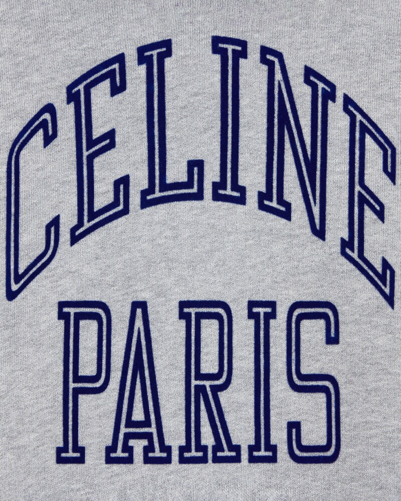 loose hoodie IN cotton fleece - GREY MELANGE/NAVY -  - 1 | CELINE