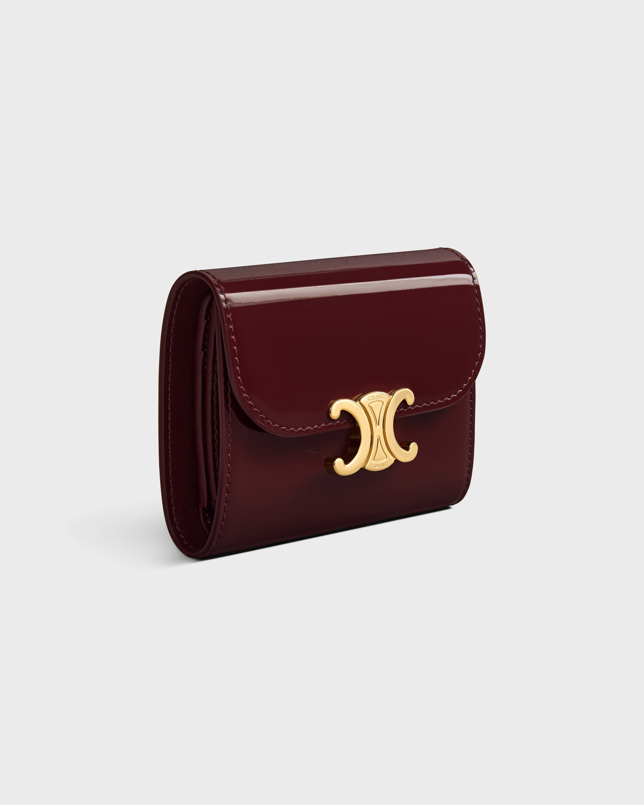 Small Flap Wallet TRIOMPHE IN PATENT CALFSKIN - SYRAH | CELINE
