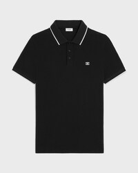 classic polo shirt in cotton piqué - BLACK / WHITE -  - 1 | CELINE