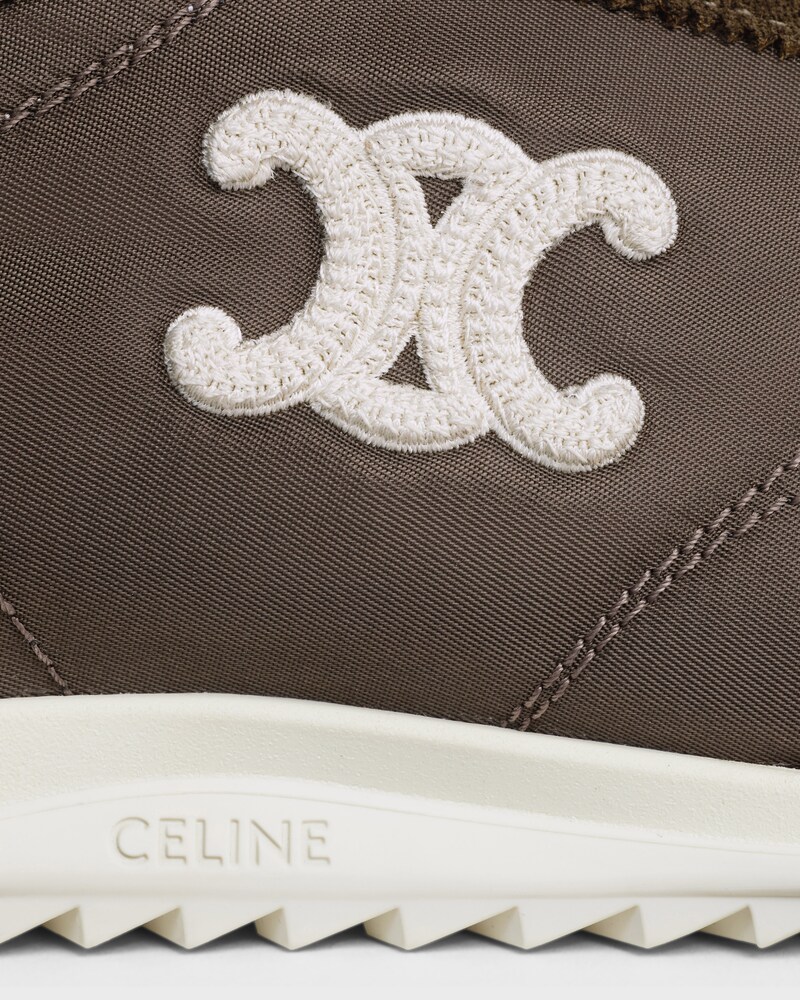 RACER SNEAKER IN NYLON, SUEDE CALFSKIN AND CALFSKIN - KHAKI/ECRU -  - 1 | CELINE