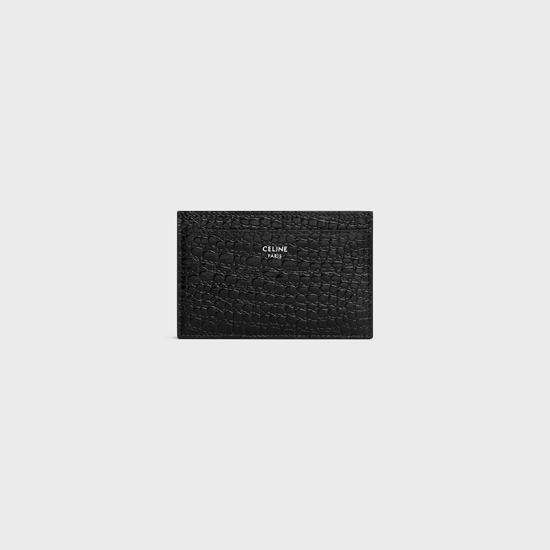 Card holder in CROCODILE EMBOSSED CALFSKIN - BLACK - SMALL GIFTS - 1 | CELINE