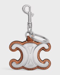 METAL TRIOMPHE KEYRING IN METAL AND CALFSKIN - TAN - OTHER ACCESSORIES - 1 | CELINE