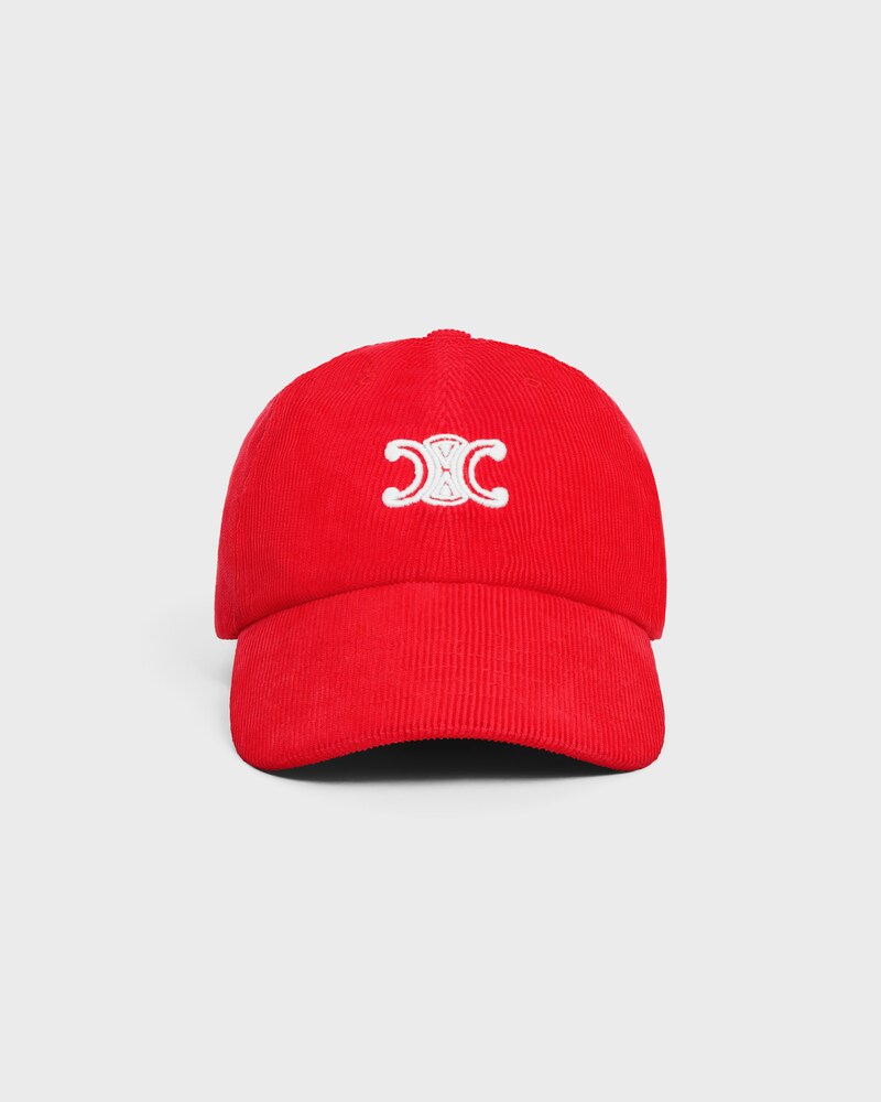 casquette baseball vivienne velours côtelé - ROUGE/BLANC -  - 1 | CELINE