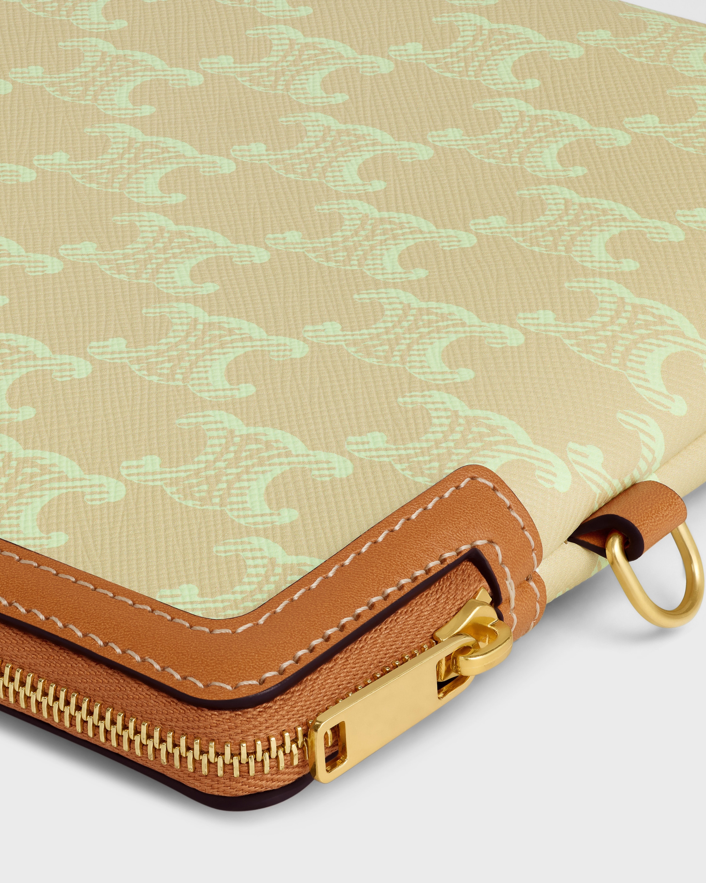 SMALL POUCH WITH STRAP CUIR TRIOMPHE IN TOILE TRIOMPHE ET VEAU