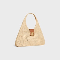 CABAS TRIANGLE  IN RAFFIA AND CALFSKIN - NATURAL / TAN - PANIER - 2 | CELINE