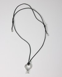 COLLAR TRIOMPHE CELINE CHARMS DE ALGODÓN Y LATÓN CON ACABADO RODIADO - NEGRO PLATEADO - NOVEDADES - 1 | CELINE