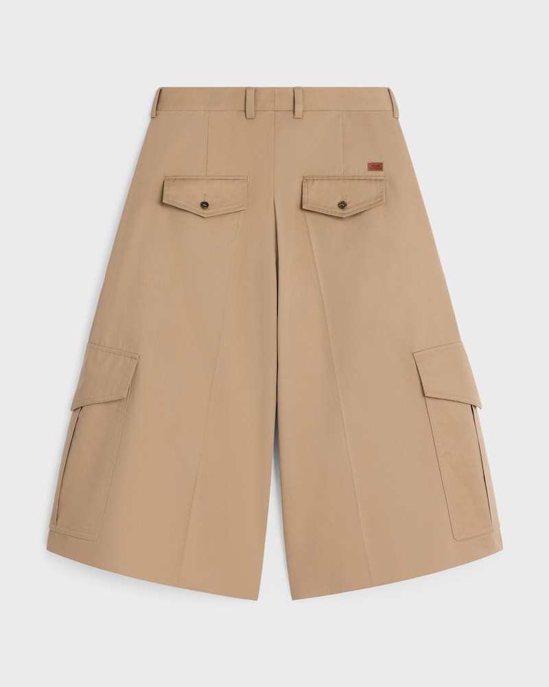 MONTAUK CARGO SHORTS IN COTTON AND LINEN - DARK BEIGE -  - 1 | CELINE