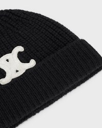 TRIOMPHE BEANIE IN SEAMLESS CASHMERE - BLACK -  - 2 | CELINE