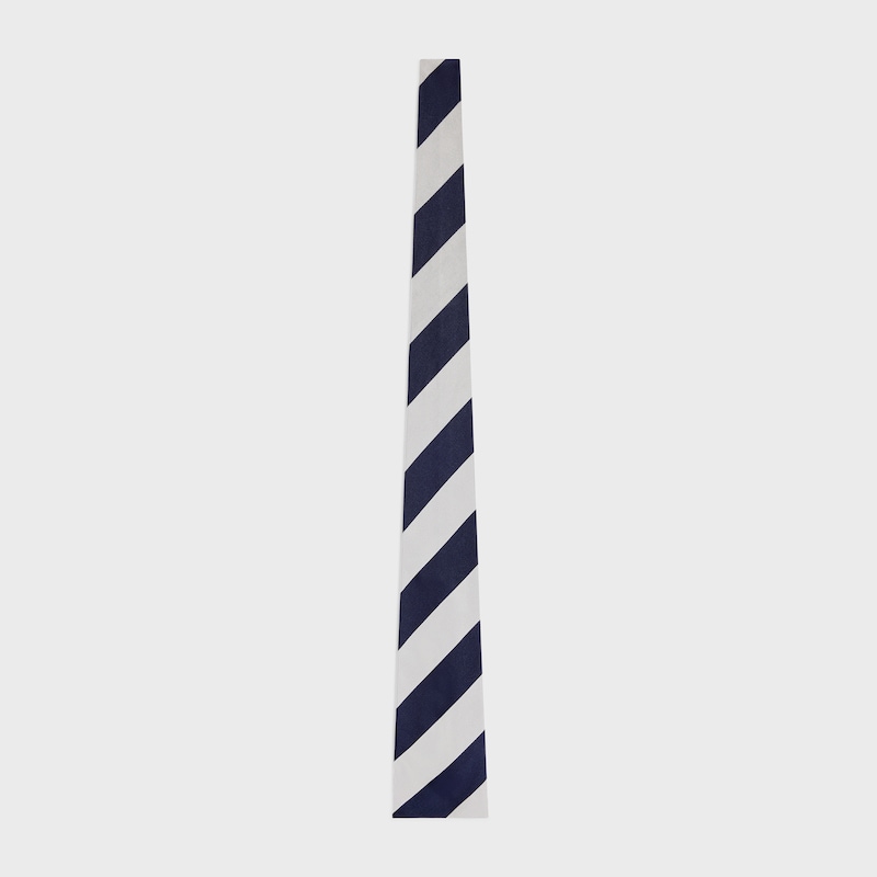 GESTREIFTE KRAWATTE AUS SEIDENJACQUARD - MARINEBLAU/SILBER -  - 1 | CELINE