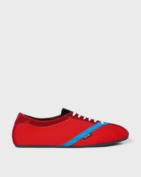 THE FLAT SNEAKER IN GROS GRAIN, VELVET, SUEDE GOATSKIN AND LAMBSKIN - RED / ELECTRIC BLUE -  - 1 | CELINE