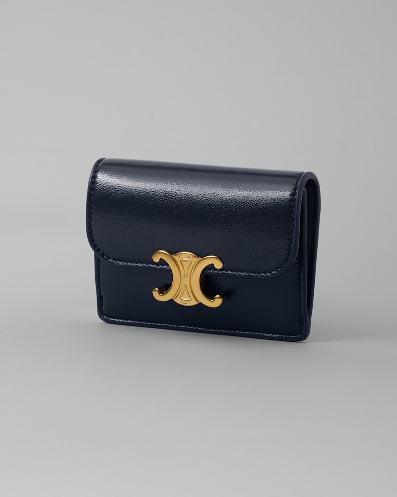 トリオンフ フラップ付きカードホルダー / グロッシーラムスキン - インクブルー - カードケース - 1 | CELINE