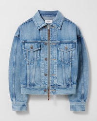 trucker jacket IN cotton denim - CLEAR WATERFALL + PATCH BROWN -  - 1 | CELINE